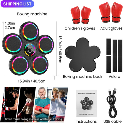 Smart Music Boxing Machine: Wall Mounted Punching Target with LED Lights & Bluetooth for Adults & Kids