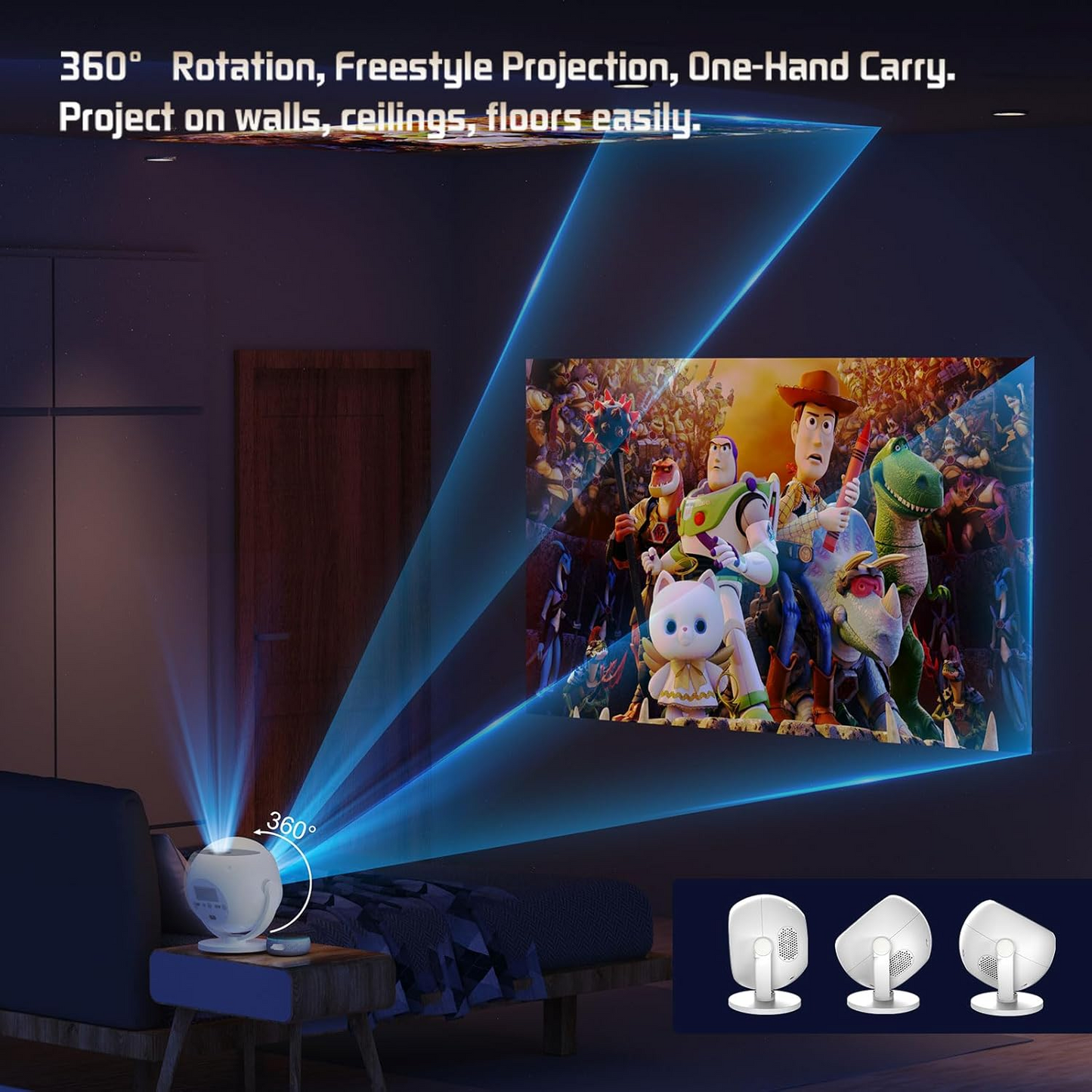 Portable 360° Smart Mini Projector