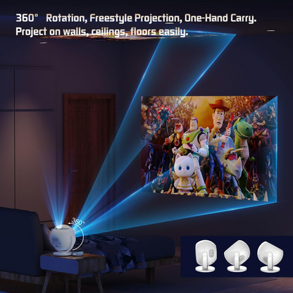 Portable 360° Smart Mini Projector