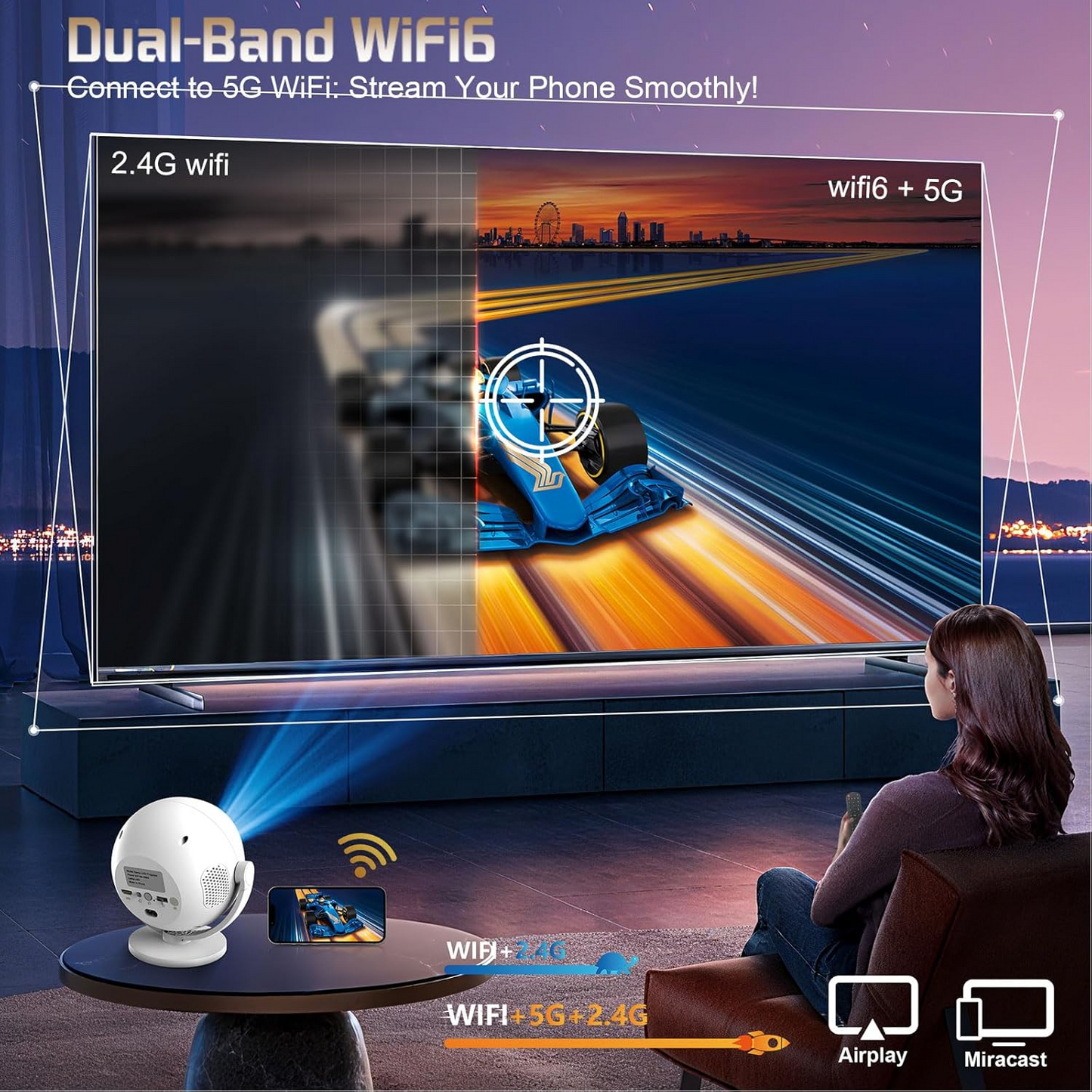 Portable 360° Smart Mini Projector