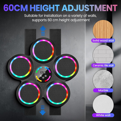 Smart Music Boxing Machine: Wall Mounted Punching Target with LED Lights & Bluetooth for Adults & Kids