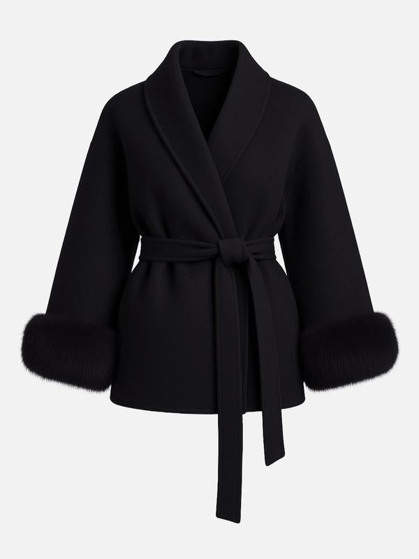 Women's Elegant Long Sleeve Thermal Wrap Coat