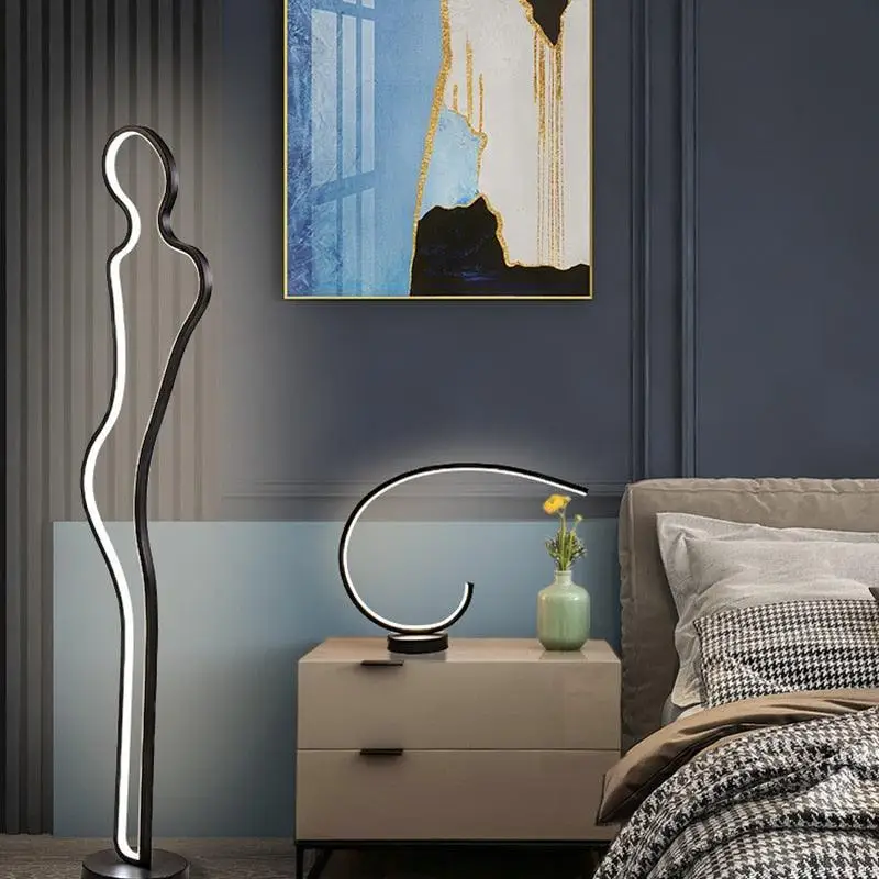 Elegant Female Silhouette Floor Lamp with Warm LED Light